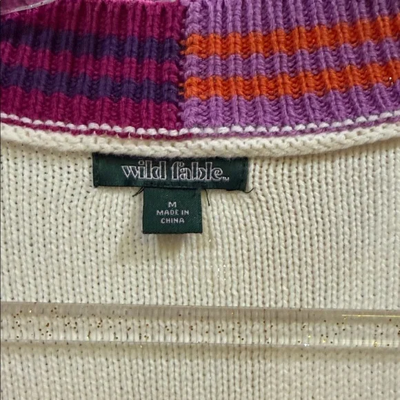 Wild Fable Oversized Vest Stripes Knit Purple Orange Medium - Picture 4 of 5
